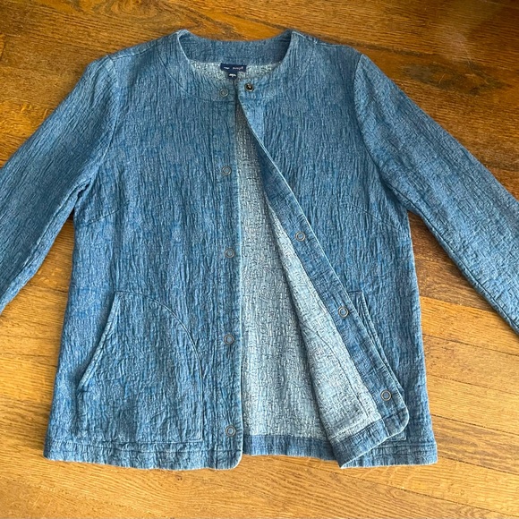 Pure Jill Indigo Denim Blue Crinkle Jacket - Picture 1 of 5